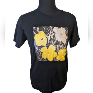 Andy Warhol Flowers Foundation T Shirt Womens Size Small Black